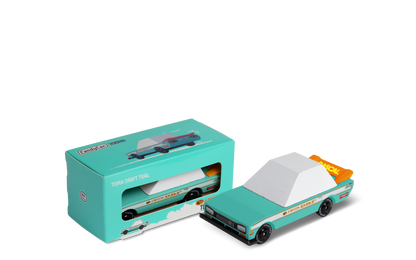 Tora Drift Teal | Candylab CANDYCAR TOONS Toy Car | Wooden & Diecast | Ages 3+ | Collectible - Niksstuff