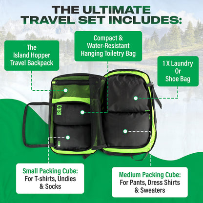 Island Hopper Travel Bundle | Backpack + Packing Cubes + Toiletry Bag - Niksstuff
