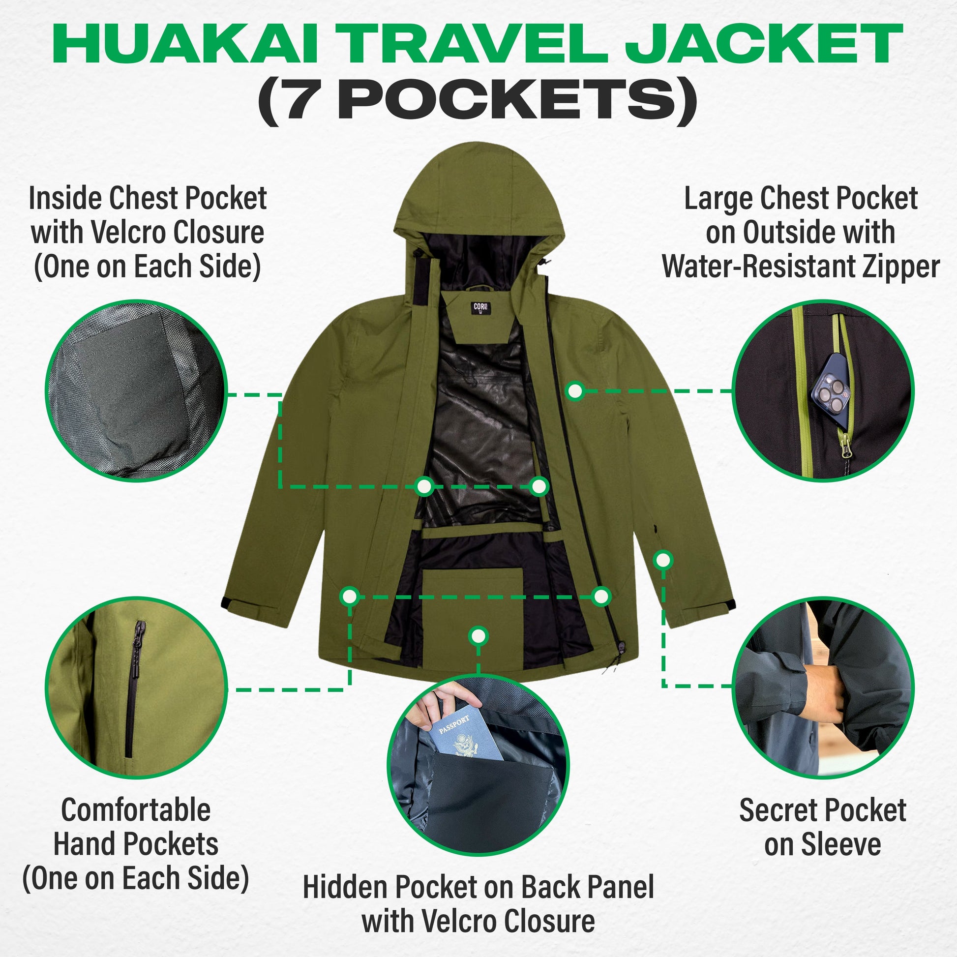 Huakai Travel Rain Jacket | Unisex | Waterproof DWR | COR Surf - Niksstuff