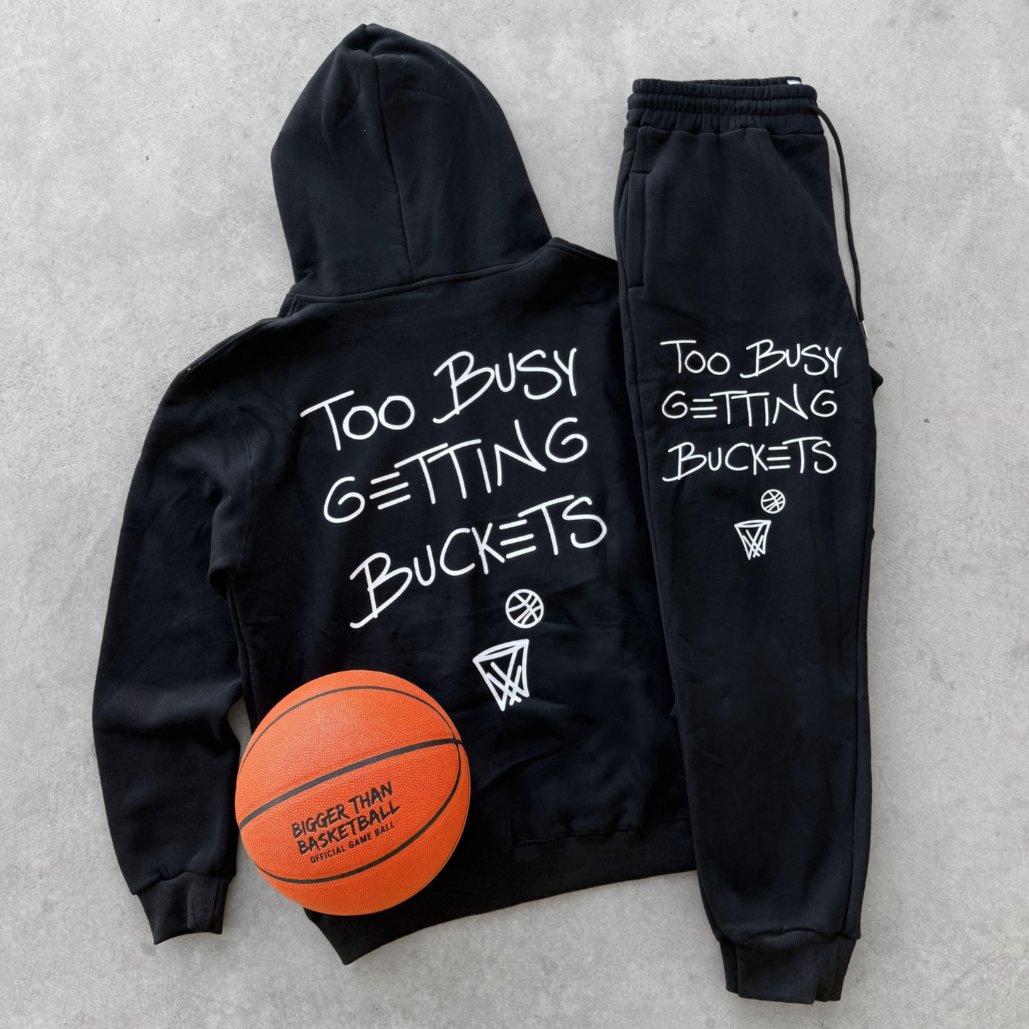 Bigger Than Basketball Too Busy Getting Buckets - Hoodie - Black | Youth & Adult - Niksstuff