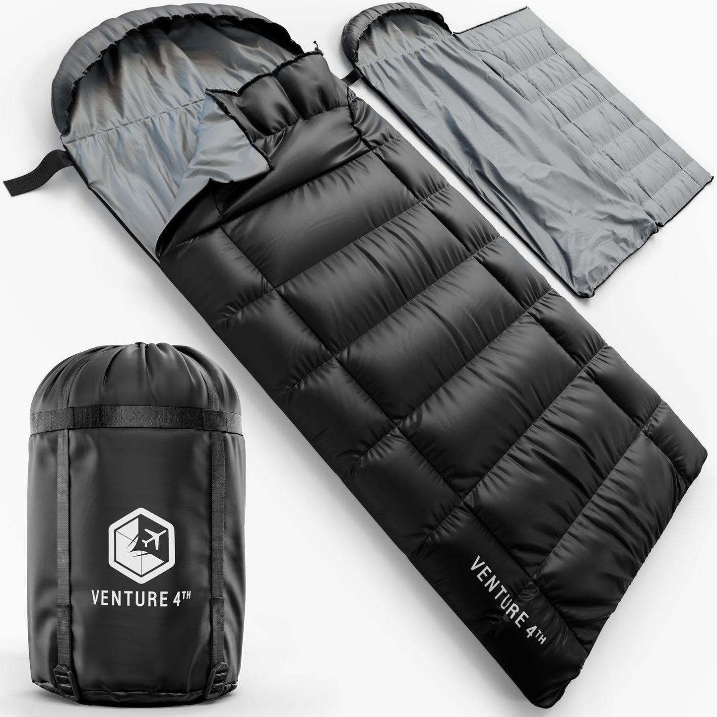 VENTURE 4TH XXL Sleeping Bag for Big & Tall Campers | 30–70°F | 90" x 39" | 5 Colors - Niksstuff