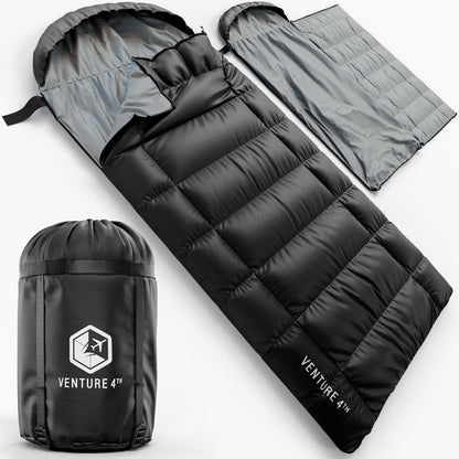 VENTURE 4TH XXL Sleeping Bag for Big & Tall Campers | 30–70°F | 90" x 39" | 5 Colors - Niksstuff