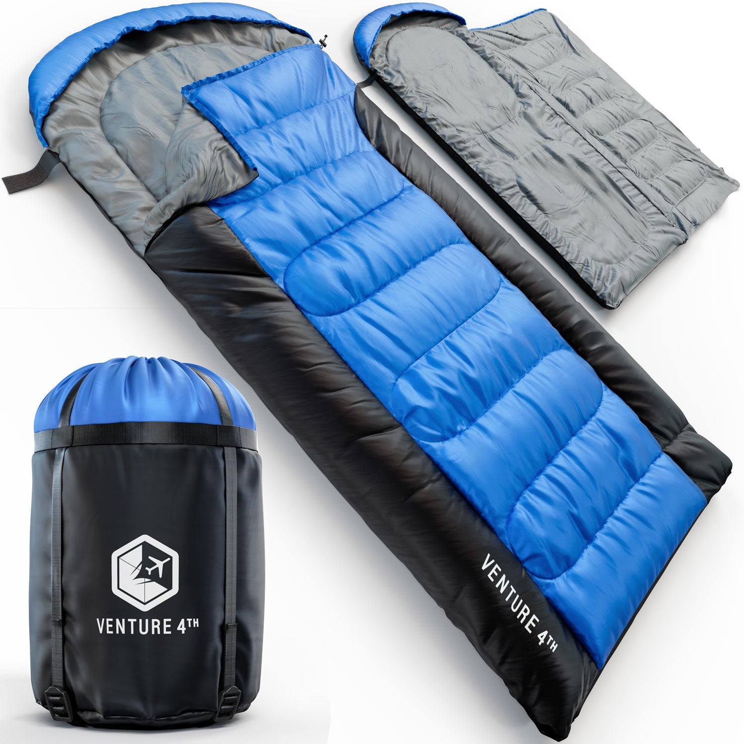 VENTURE 4TH XXL Sleeping Bag for Big & Tall Campers | 30–70°F | 90" x 39" | 5 Colors - Niksstuff