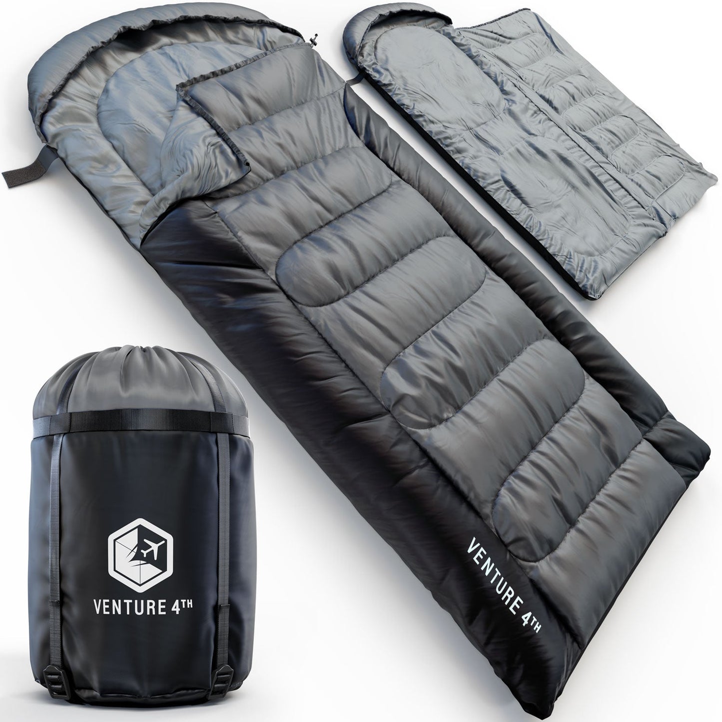 VENTURE 4TH XXL Sleeping Bag for Big & Tall Campers | 30–70°F | 90" x 39" | 5 Colors - Niksstuff