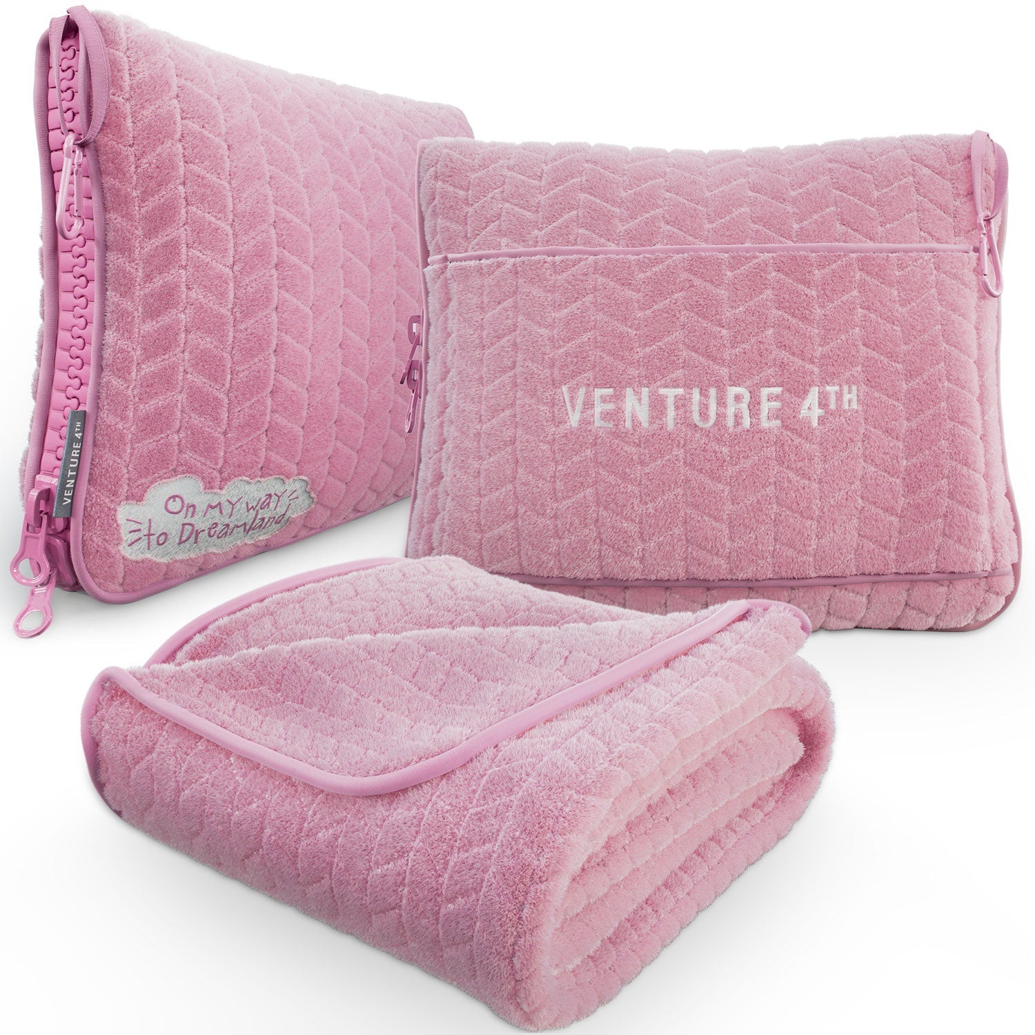 VENTURE 4TH 2-in-1 Travel Blanket & Pillow Set | 68"x42" | Micro Plush | 4 Colors - Niksstuff