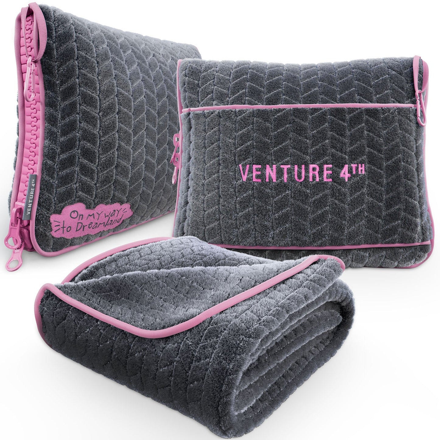 VENTURE 4TH 2-in-1 Travel Blanket & Pillow Set | 68"x42" | Micro Plush | 4 Colors - Niksstuff