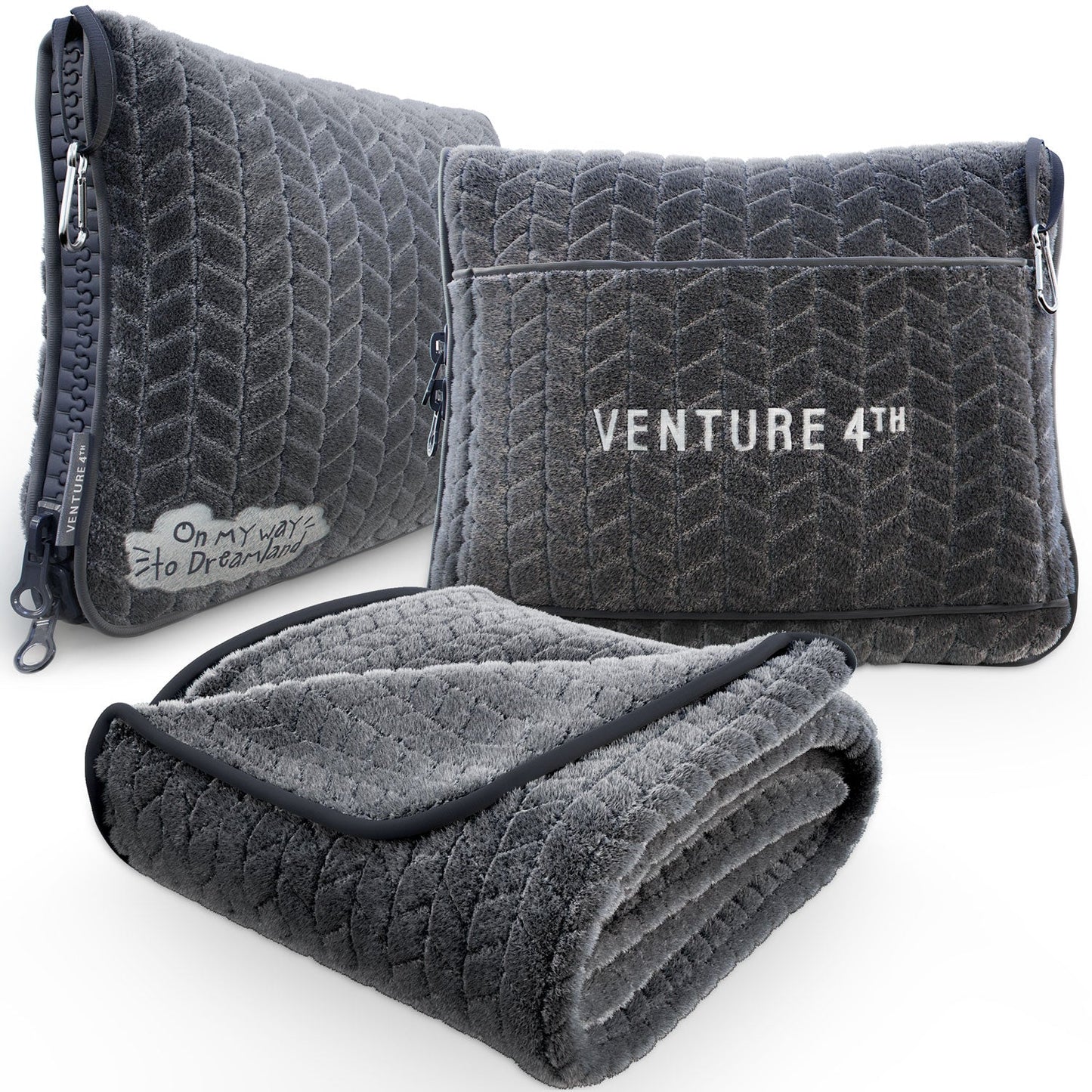 VENTURE 4TH 2-in-1 Travel Blanket & Pillow Set | 68"x42" | Micro Plush | 4 Colors - Niksstuff