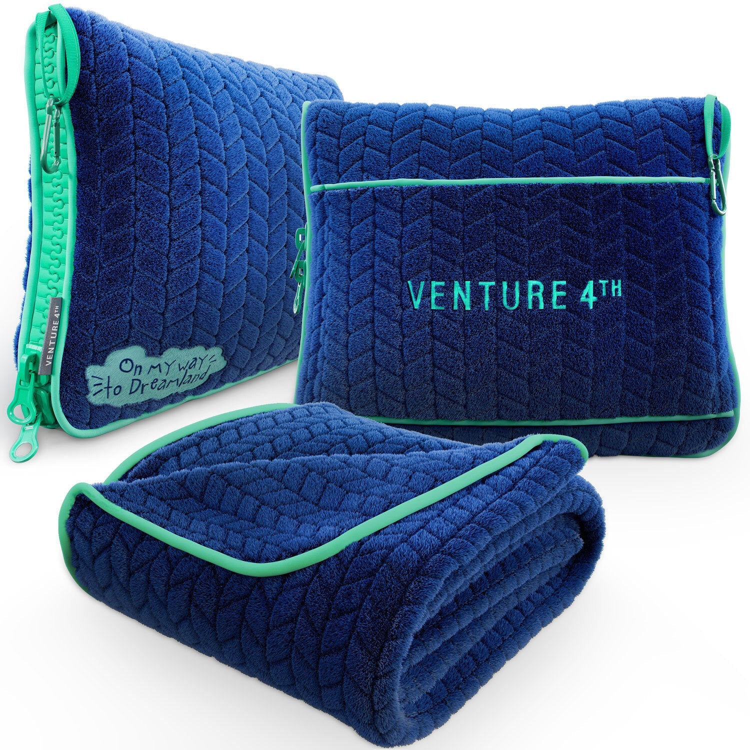 VENTURE 4TH 2-in-1 Travel Blanket & Pillow Set | 68"x42" | Micro Plush | 4 Colors - Niksstuff