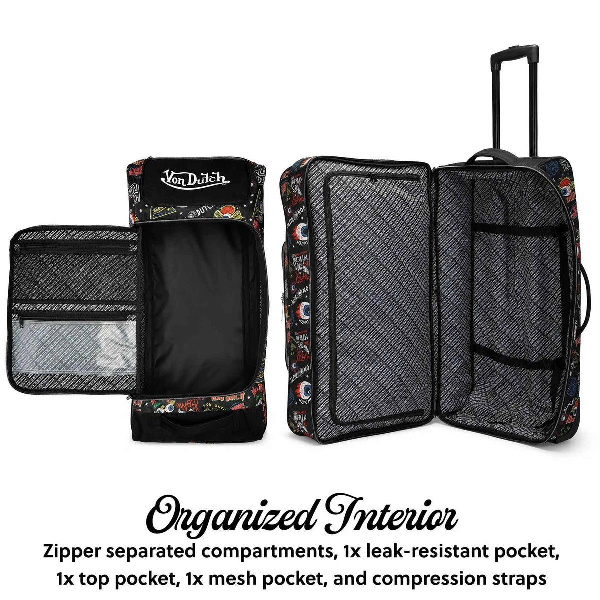 Jax Black 28" Checked Rolling Duffel