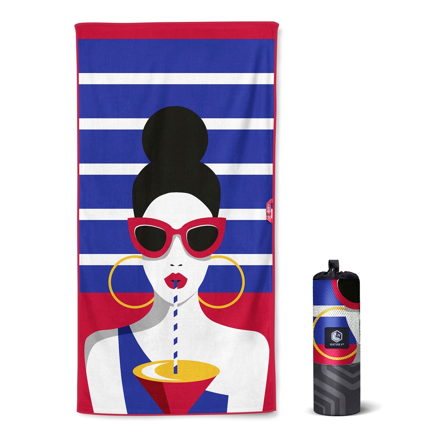 VENTURE 4TH Oversized Microfiber Beach Towel | 78"x35" | Quick-Dry | 31 Designs - Niksstuff