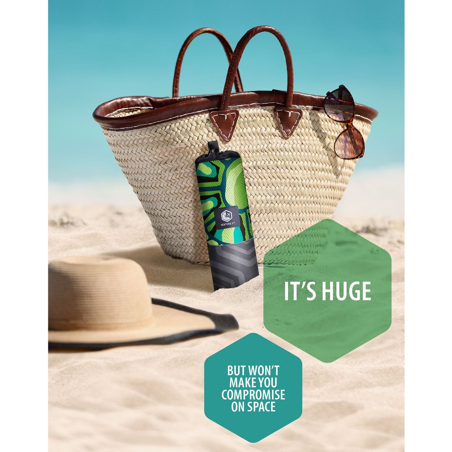 VENTURE 4TH Oversized Microfiber Beach Towel | 78"x35" | Quick-Dry | 31 Designs - Niksstuff