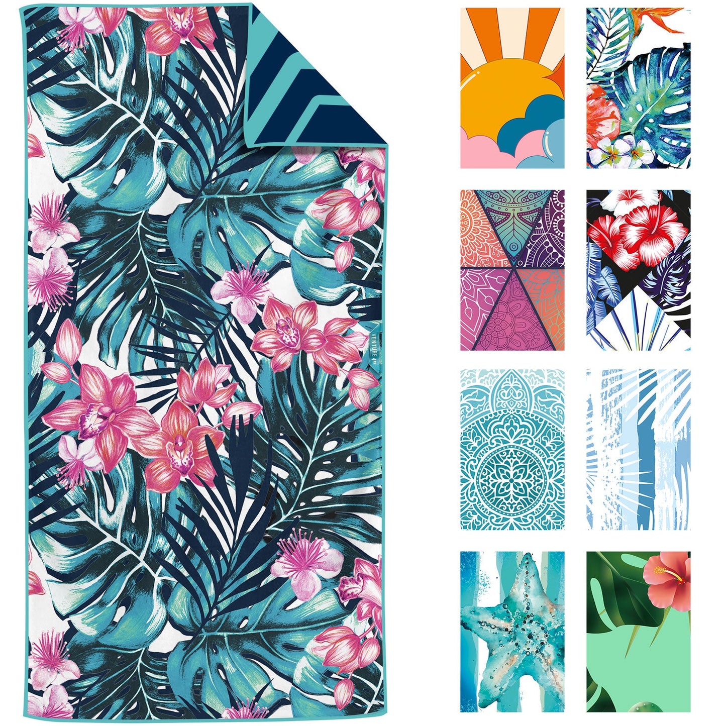 VENTURE 4TH Oversized Microfiber Beach Towel | 78"x35" | Quick-Dry | 31 Designs - Niksstuff