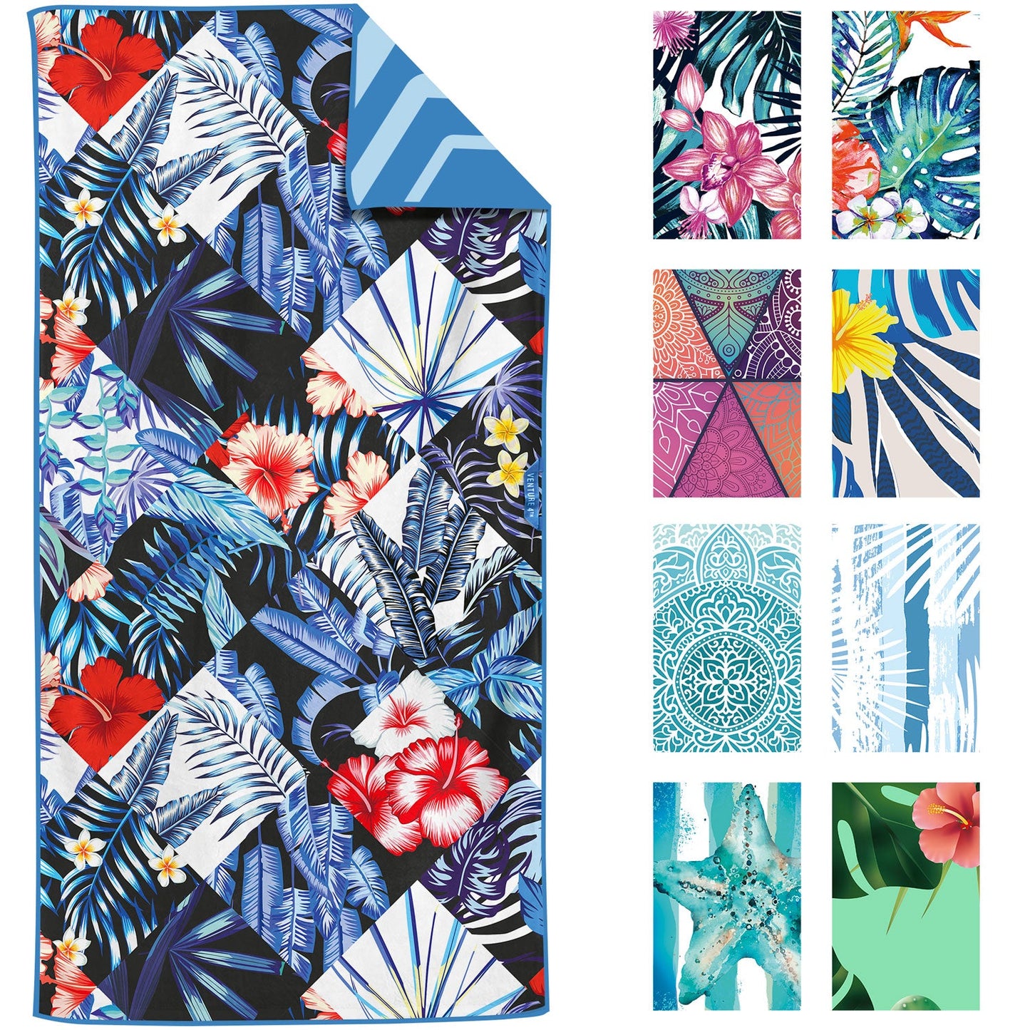 VENTURE 4TH Oversized Microfiber Beach Towel | 78"x35" | Quick-Dry | 31 Designs - Niksstuff