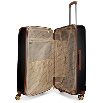 Naftali Vintage 3-Piece Expandable Luggage Set – Retro Diamond Texture, 8-Spinner Wheels