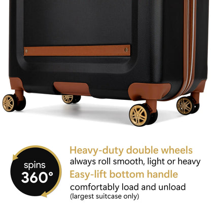 Naftali Vintage 3-Piece Expandable Luggage Set – Retro Diamond Texture, 8-Spinner Wheels