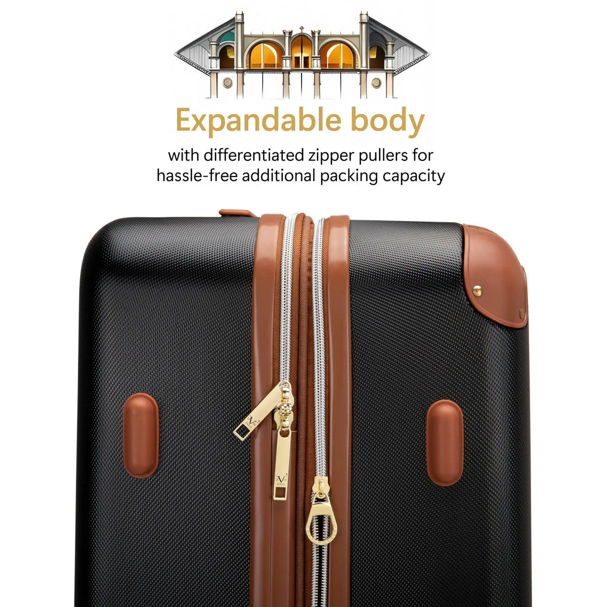 Naftali Vintage 3-Piece Expandable Luggage Set – Retro Diamond Texture, 8-Spinner Wheels