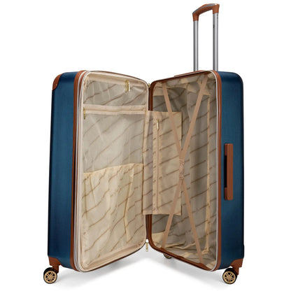 Naftali Vintage 3-Piece Expandable Luggage Set – Retro Diamond Texture, 8-Spinner Wheels