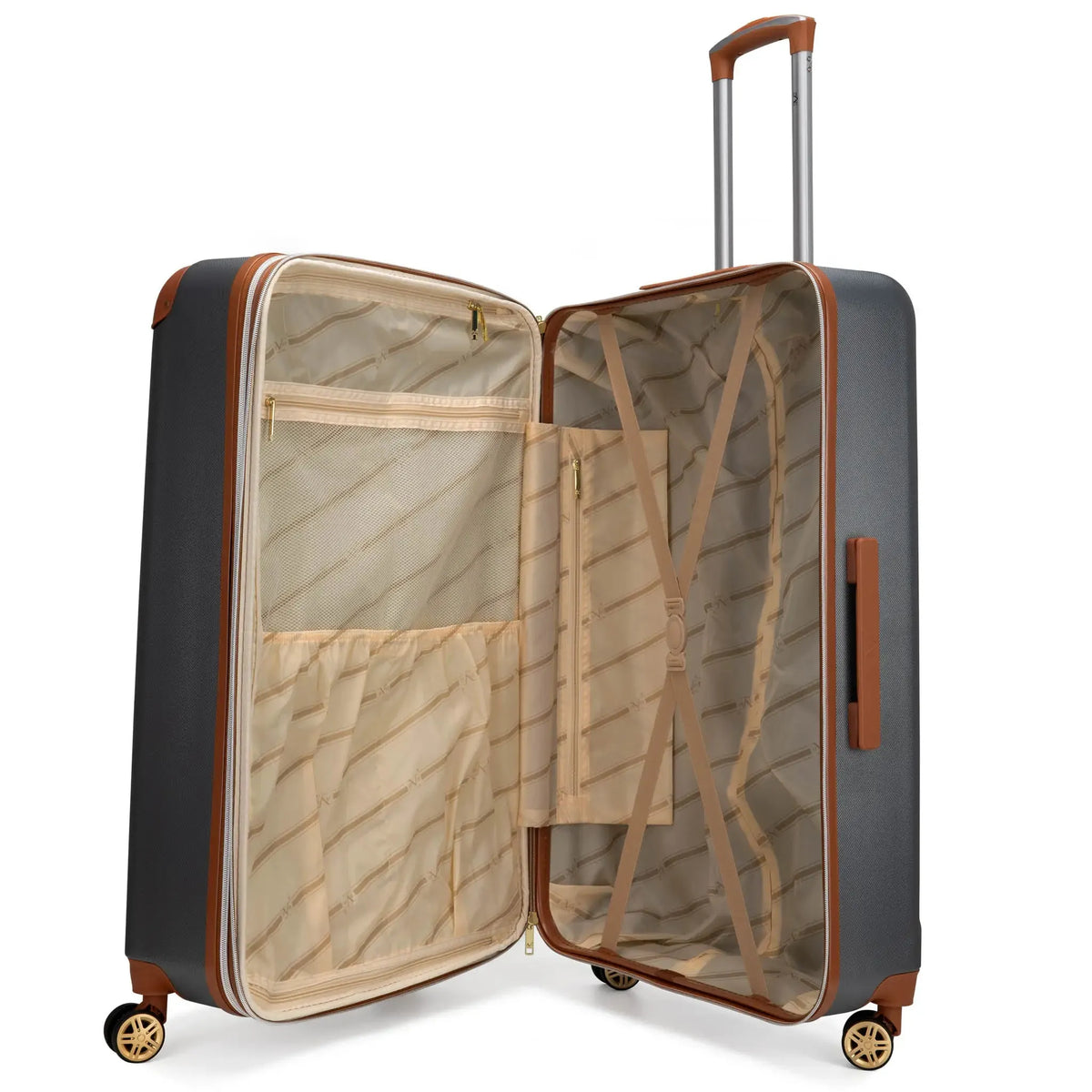 Naftali Vintage 3-Piece Expandable Luggage Set – Retro Diamond Texture, 8-Spinner Wheels