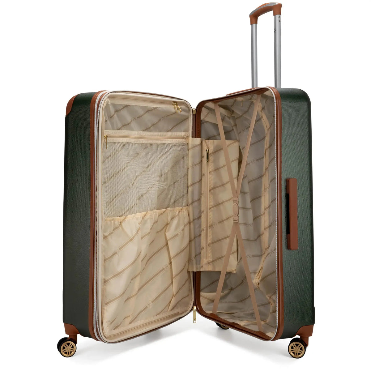 Naftali Vintage 3-Piece Expandable Luggage Set – Retro Diamond Texture, 8-Spinner Wheels
