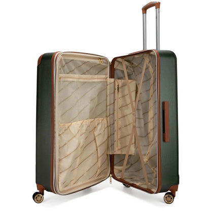 Naftali Vintage 3-Piece Expandable Luggage Set – Retro Diamond Texture, 8-Spinner Wheels