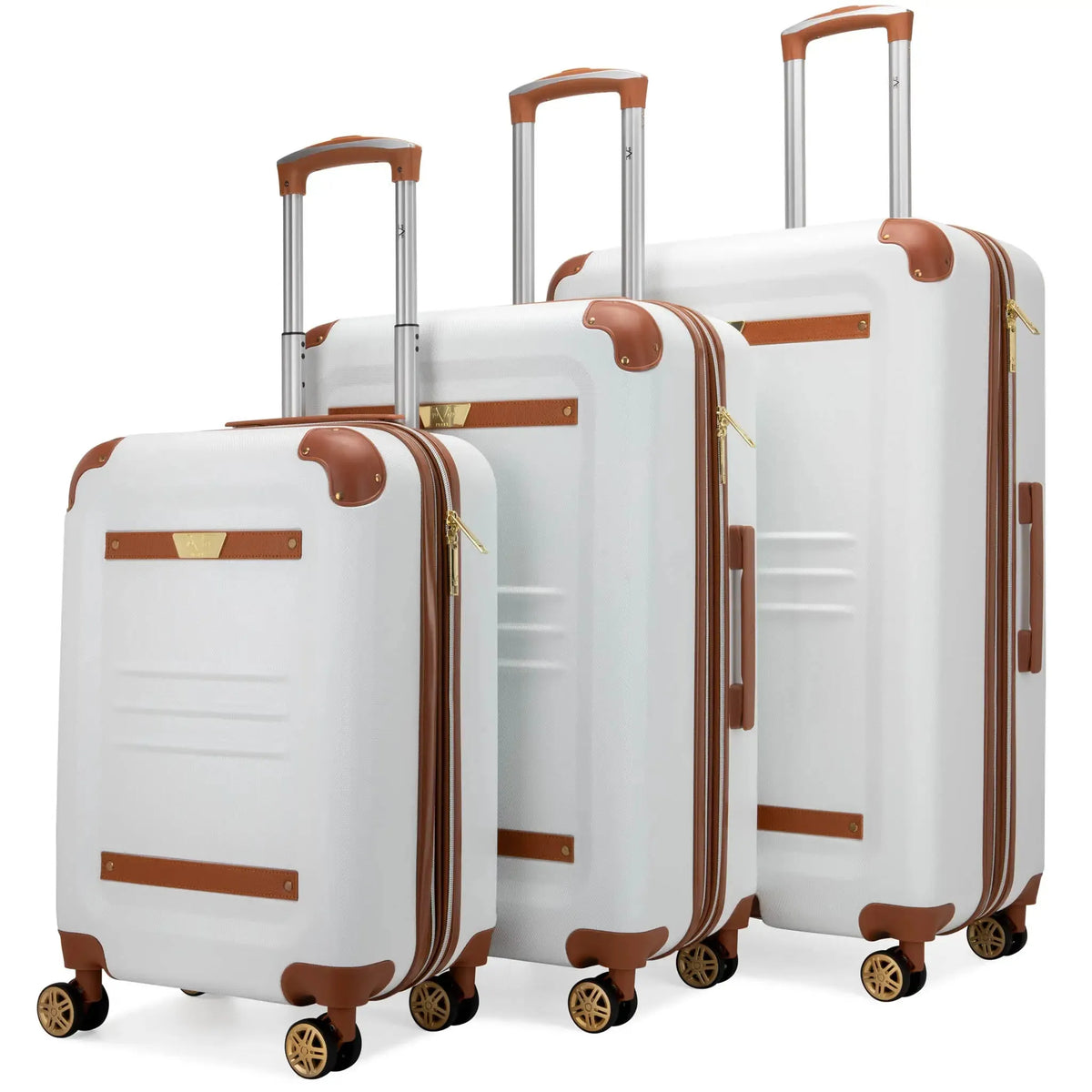 Naftali Vintage 3-Piece Expandable Luggage Set – Retro Diamond Texture, 8-Spinner Wheels