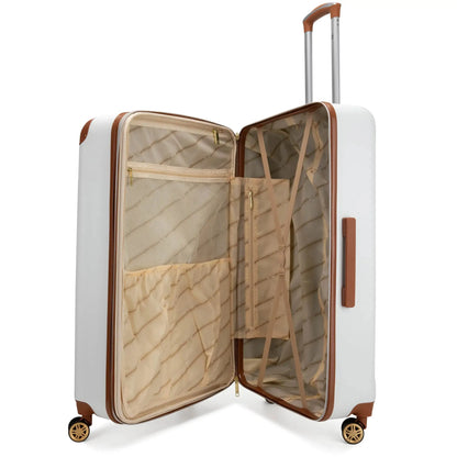 Naftali Vintage 3-Piece Expandable Luggage Set – Retro Diamond Texture, 8-Spinner Wheels