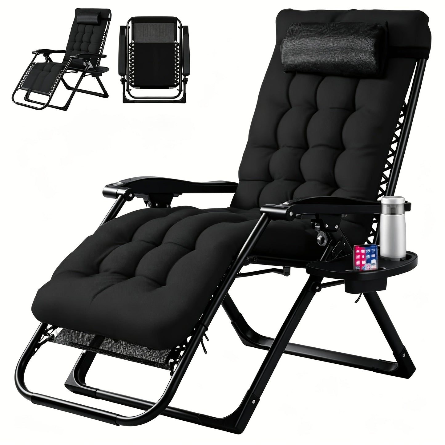 Zero Gravity Recliner Chair | Foldable Patio Lounge with Cup Holder & Cushion