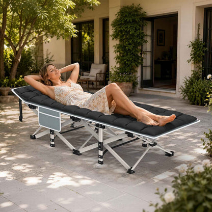 Folding Camping Cot Bed for Adults with Soft Pad & Carry Bag