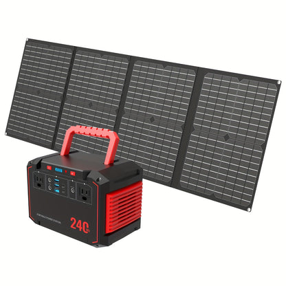 300W Portable Power Station | Solar Generator with Foldable Solar Panel | Camping & Emergency Backup