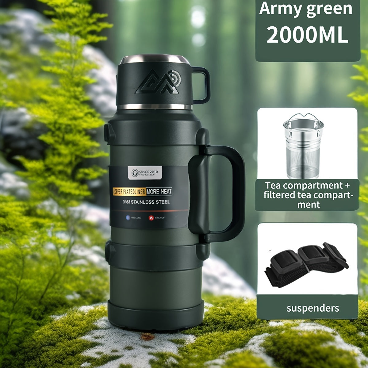 Large Capacity Insulated Water Bottle | 316 Stainless Steel | 1300–2500 ml
