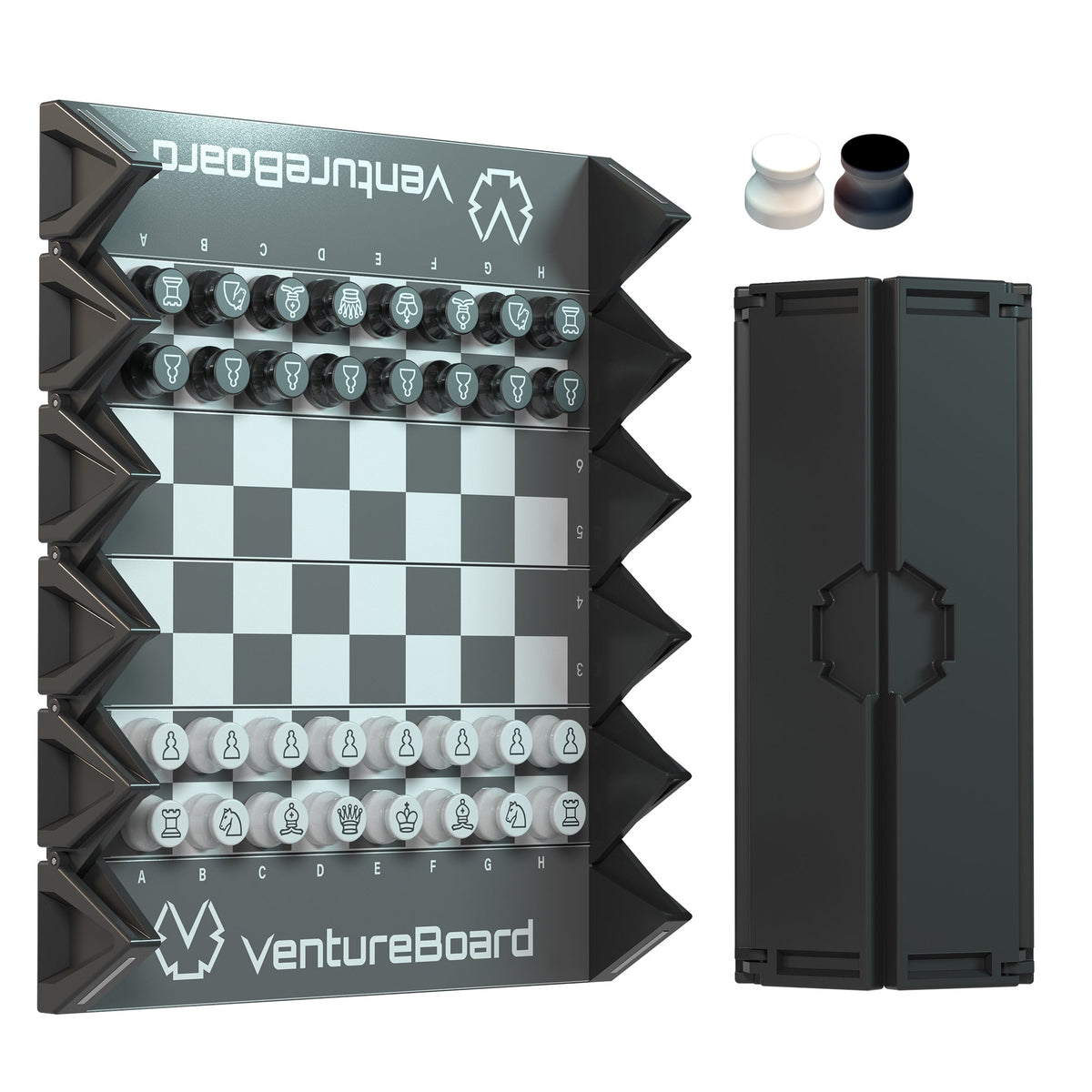 VentureBoard Mini Chess - Magnetic Roll-Up Travel Set, Noir