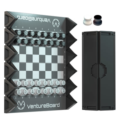 VentureBoard Mini Chess - Magnetic Roll-Up Travel Set, Noir