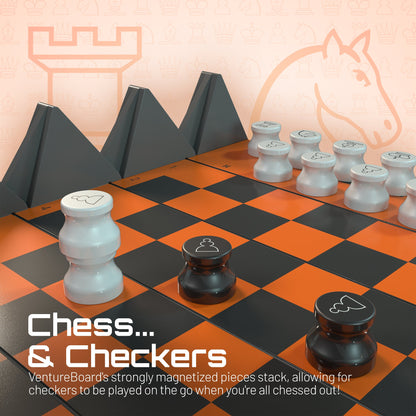 VentureBoard Mini Chess - Magnetic Roll-Up Travel Chess Set, Fire