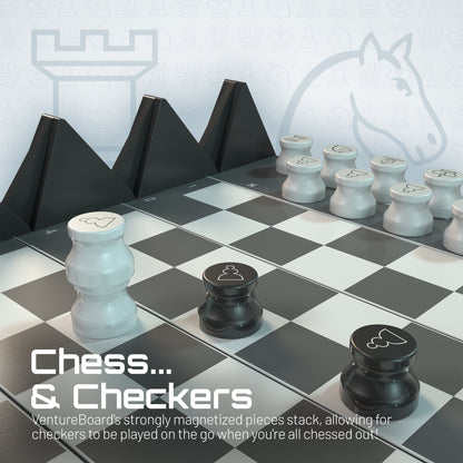 VentureBoard Mini Chess - Magnetic Roll-Up Travel Set, Noir
