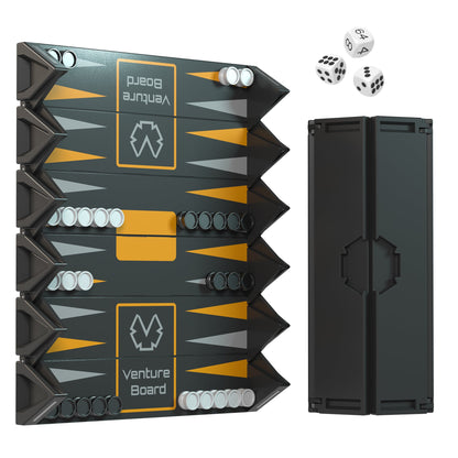 VentureBoard Mini Backgammon Magnetic Roll-Up Travel Set 7.5" x 6"