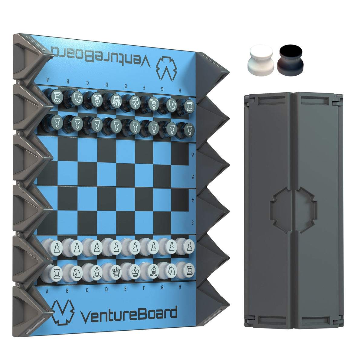VentureBoard Mini Chess - Magnetic Roll-Up Travel Set, Skye Edition