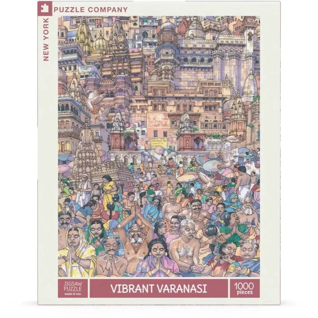 Vibrant Varanasi Jigsaw Puzzle | 1000 Pieces | 19.25"x26.625" | Art by Max Tilse | Made in USA - Niksstuff
