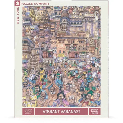 Vibrant Varanasi Jigsaw Puzzle | 1000 Pieces | 19.25"x26.625" | Art by Max Tilse | Made in USA - Niksstuff