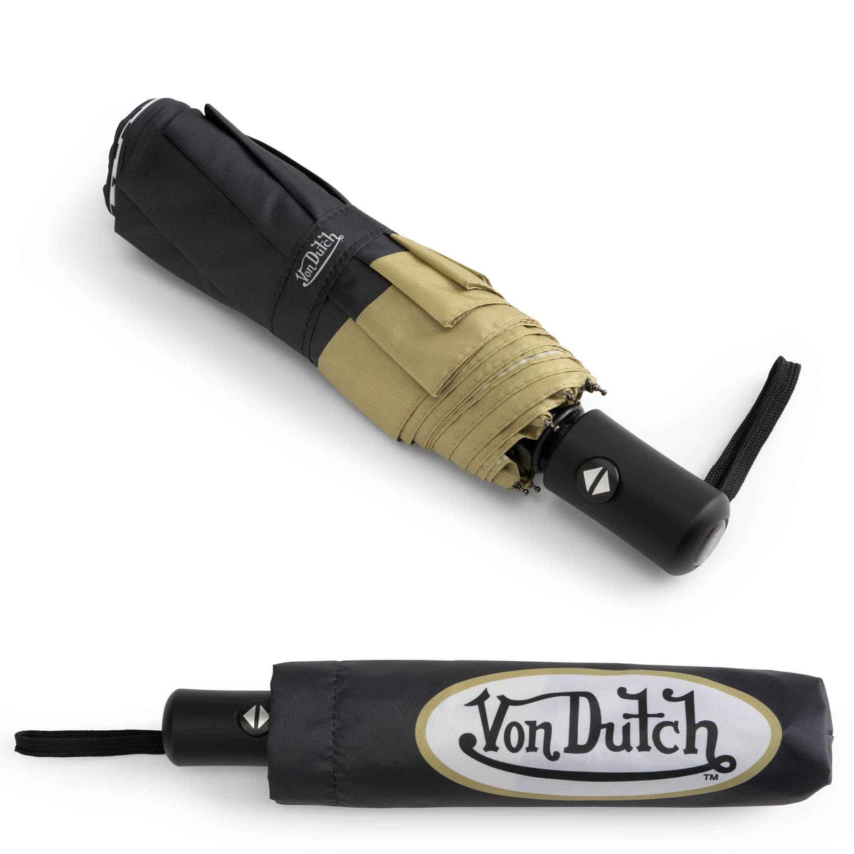 Von Dutch Gold Logo Compact Automatic Umbrella