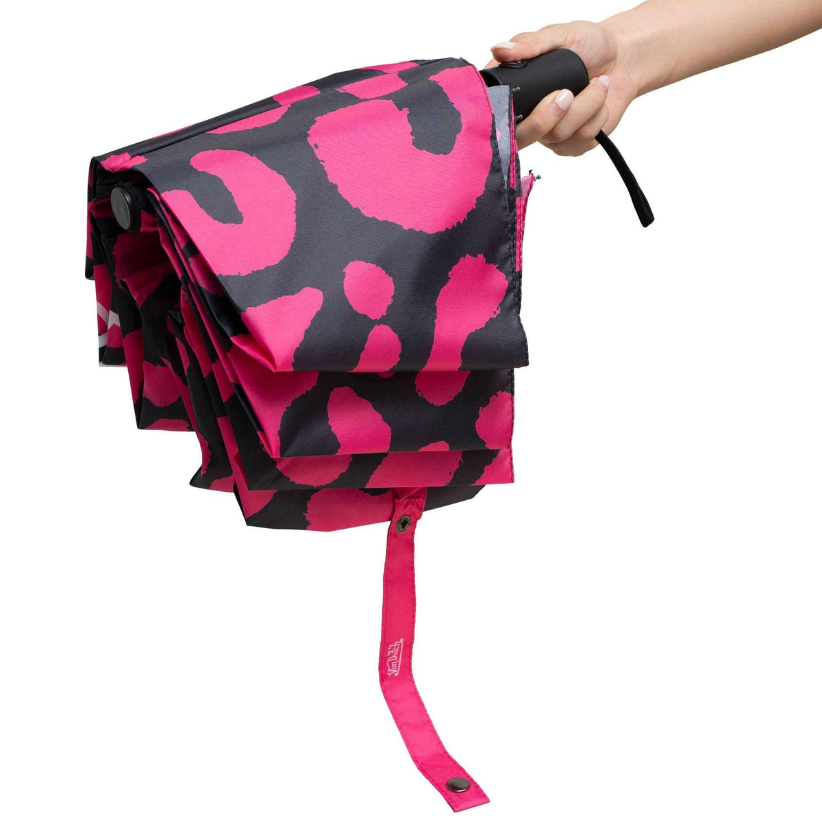 Von Dutch Hot Pink Cheetah Compact Automatic Umbrella