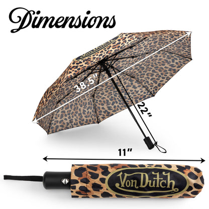 Von Dutch Leopard Compact Automatic Umbrella