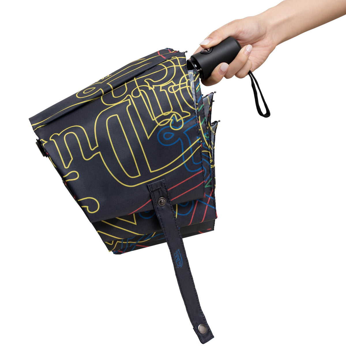 Von Dutch Automatic Compact Umbrella with Protective Sleeve – Neon Logo