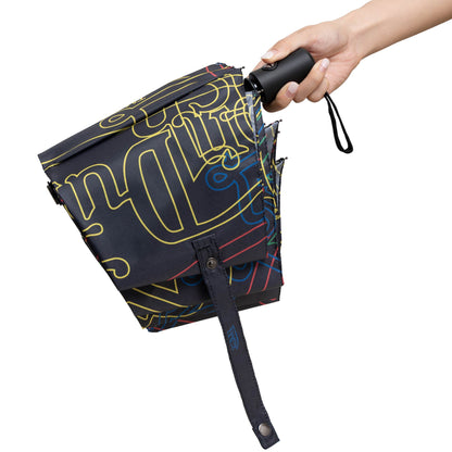 Von Dutch Automatic Compact Umbrella with Protective Sleeve – Neon Logo