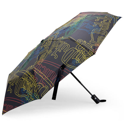 Von Dutch Automatic Compact Umbrella with Protective Sleeve – Neon Logo