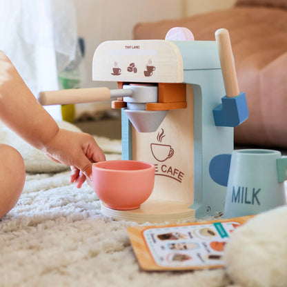 Tiny Land Wooden Play Coffee Maker Set - 16-Piece Kids Café Toy