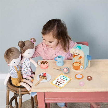Tiny Land Wooden Play Coffee Maker Set - 16-Piece Kids Café Toy