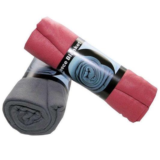 Polar fleece emergency throw blanket, rolled gray and red sets