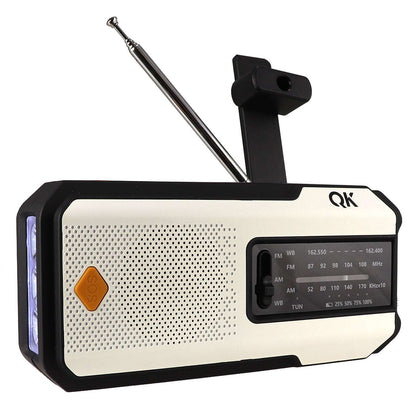 QK 4-in-1 NOAA Weather Radio & Flashlight - Solar & Dynamo White