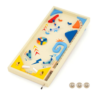 Wooden Pinball Machine | 3 Metal Marbles | Spring Launcher | MDF | Ages 8+ | 22” × 10.5”
