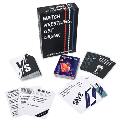 Watch Wrestling, Get Drunk | The Live Pro Wrestling Drinking Game | 130 Cards | Falling Whale Games - Niksstuff